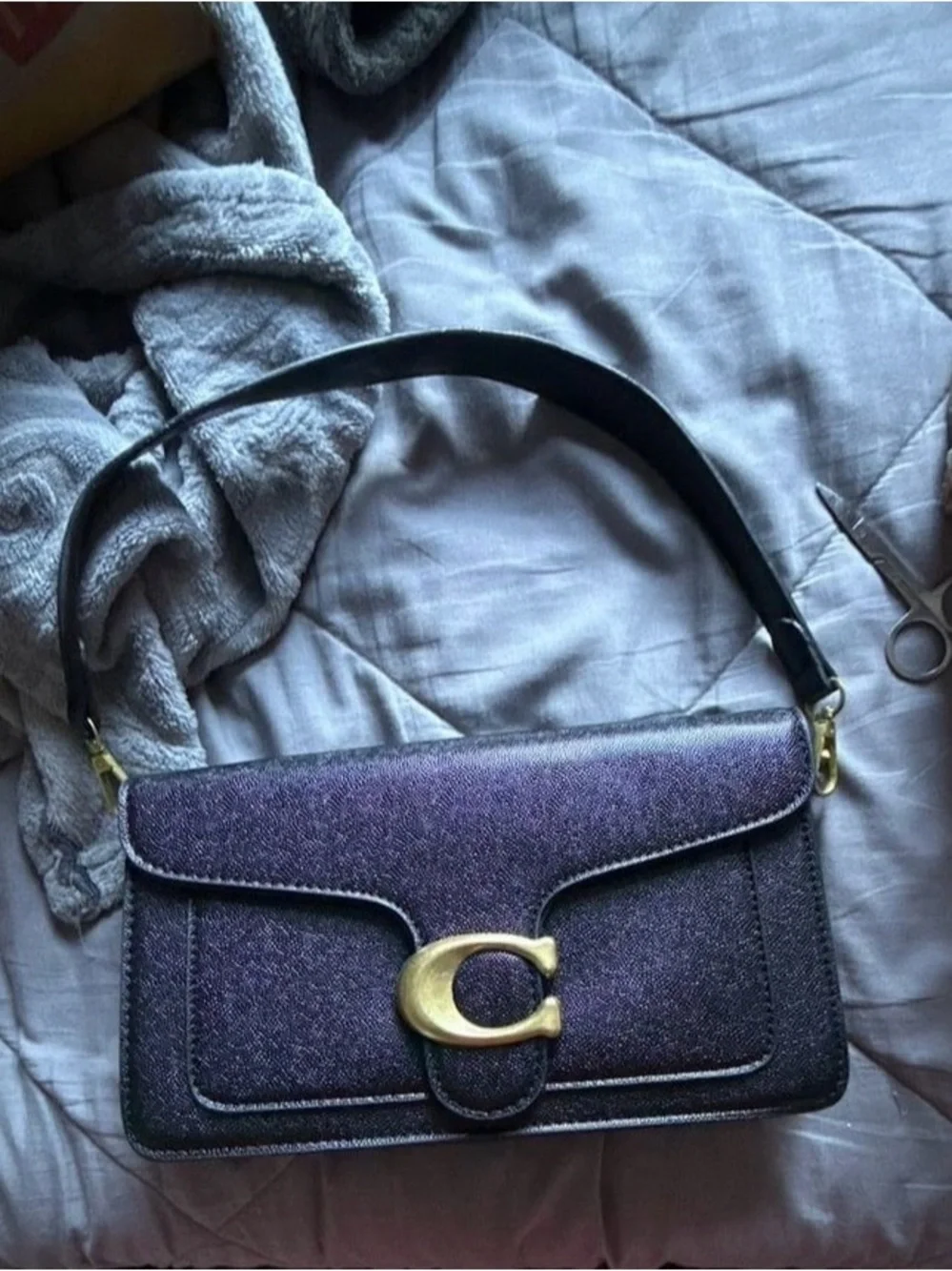 Coach Tabby Shoulder Bag 26 in Black Pebble Leather